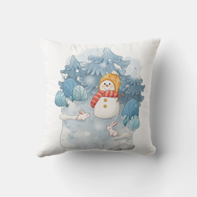 Almofada Travesseiro decorativo de Snowman Cozy Winter Wond (Verso)