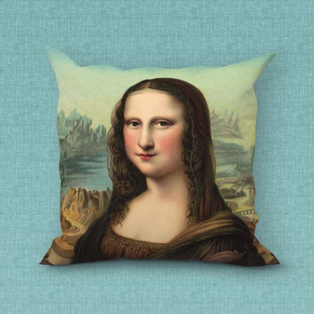 Almofada Travesseiro decorativo de Sorriso Mona Lisa (Criador carregado)