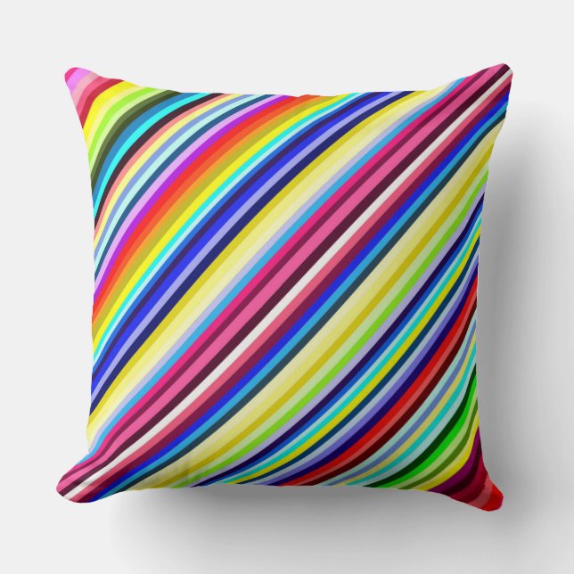 Almofada Travesseiro decorativo de stripey multicolorido (Frente)