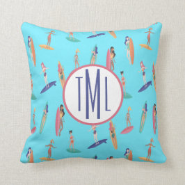 Almofada Travesseiro decorativo de Surfer Havaiano Monogram