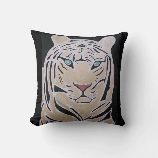 ALMOFADA TRAVESSEIRO DECORATIVO DE TIGRE BRANCO- (Frente)