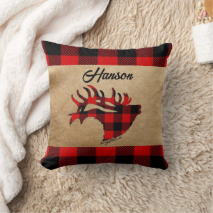 Almofada Travesseiro decorativo de Touro Xadrez Vermelho e