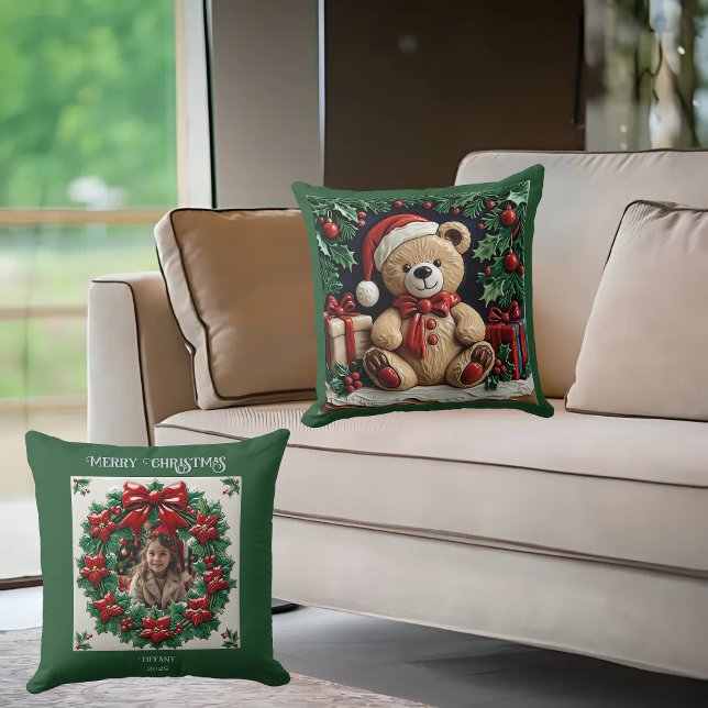 Almofada Travesseiro decorativo de Urso de Natal e Presente (Criador carregado)