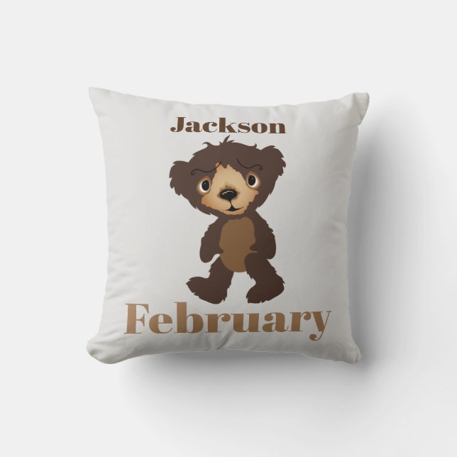 Almofada Travesseiro decorativo de Urso Marrom com Nome (Frente)