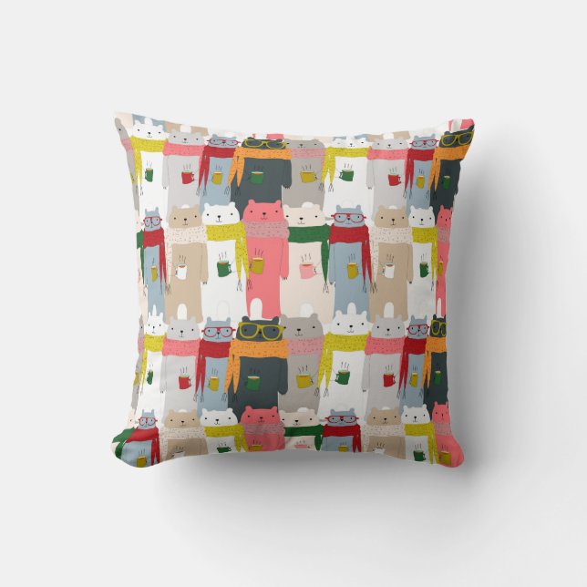 Almofada Travesseiro decorativo de Ursos Polares Adoráveis (Frente)