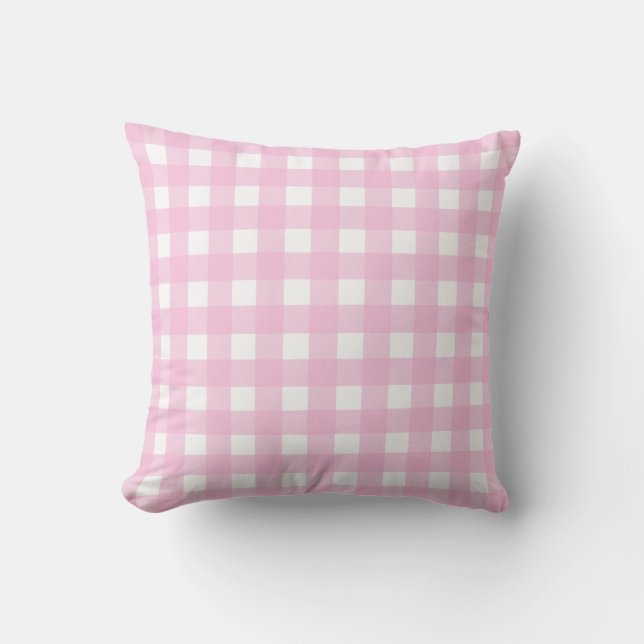 Almofada Travesseiro decorativo de Verificação Gingham Rosa (Frente)