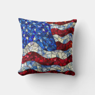 Almofada Travesseiro decorativo de Vidro com Bandeira Ameri