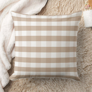 Almofada Travesseiro decorativo de Xadrez Beige Gingham