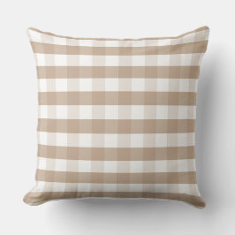 Almofada Travesseiro decorativo de Xadrez Beige Gingham