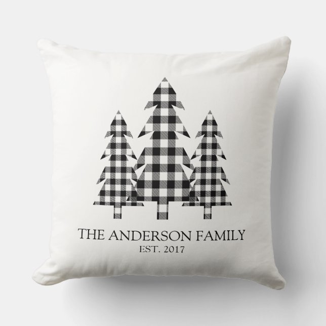 Almofada Travesseiro decorativo de Xadrez de Buffalo Russo  (Frente)