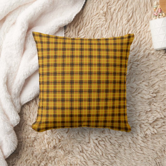 Almofada Travesseiro decorativo de Xadrez de Tartan amarelo (Cobertor)