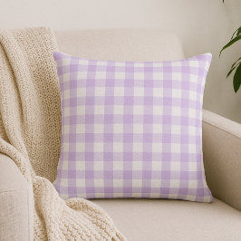 Almofada Travesseiro decorativo de Xadrez Gingham Lavanda R