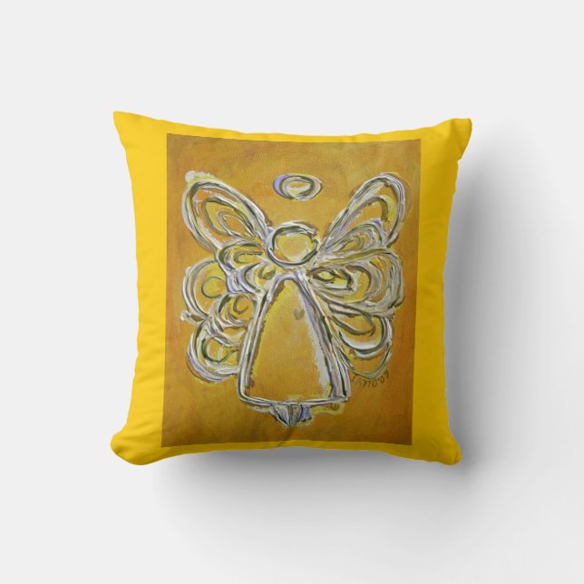 Almofada Travesseiro decorativo decorativo de anjo amarelo  (Frente)