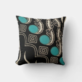 Almofada Travesseiro decorativo Design boêmico preto e turq