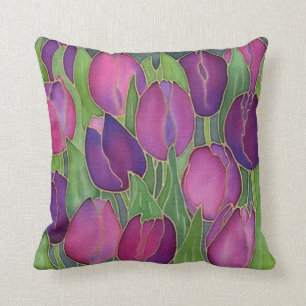 Almofada Travesseiro decorativo Design de Tulipas Roxas