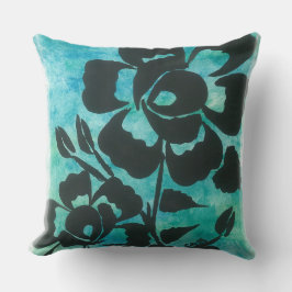 Almofada Travesseiro Decorativo Design Silhueta Azul e Pret