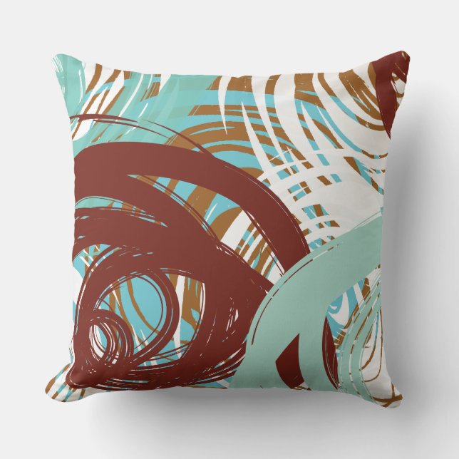 Almofada Travesseiro decorativo DESIGN SPIRAL castanho-teal (Frente)