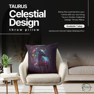 Almofada Travesseiro decorativo Design Taurus Zodiac Celest