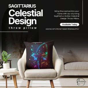 Almofada Travesseiro decorativo Design Zodiac Celestial Sag