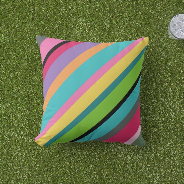 Almofada Travesseiro decorativo Diagonal Strips de Verão (Grama)