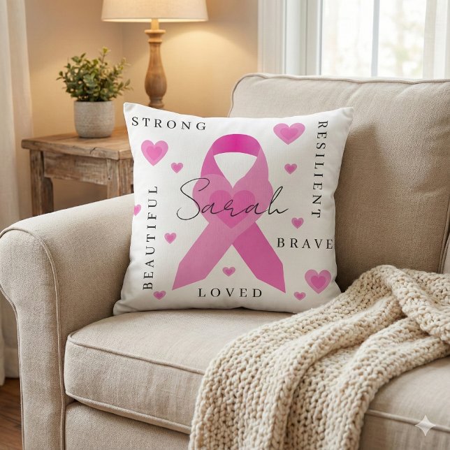 Almofada Travesseiro decorativo do Cancer da mama (Empower someone with breast cancer with this beautiful personalized pillow! )