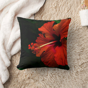 Almofada Travesseiro decorativo do hibiscus vermelho