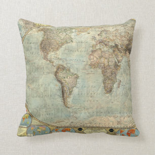 Almofada Travesseiro decorativo do impressão do mapa do