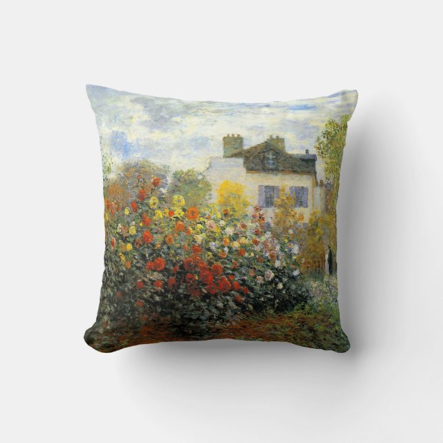 Almofada Travesseiro decorativo do jardim de rosas de Monet (Frente)