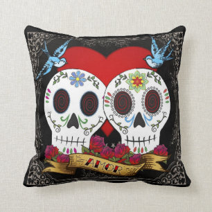 Almofada Travesseiro decorativo do Love Skulls