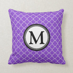 Almofada Travesseiro decorativo do monograma preto roxo de