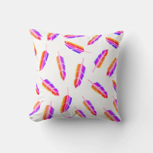Almofada Travesseiro decorativo do padrão Rainbow Feather