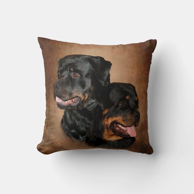 Almofada Travesseiro decorativo do poliéster de Rottweiler (Frente)