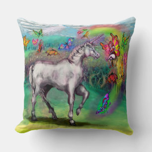 Almofada Travesseiro decorativo do Rainbow Unicorn Butterfl