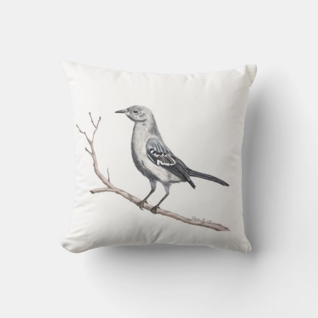 Almofada Travesseiro decorativo do Texas Mockingbird (Frente)