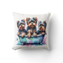 Travesseiro decorativo dos Bathing Yorkies