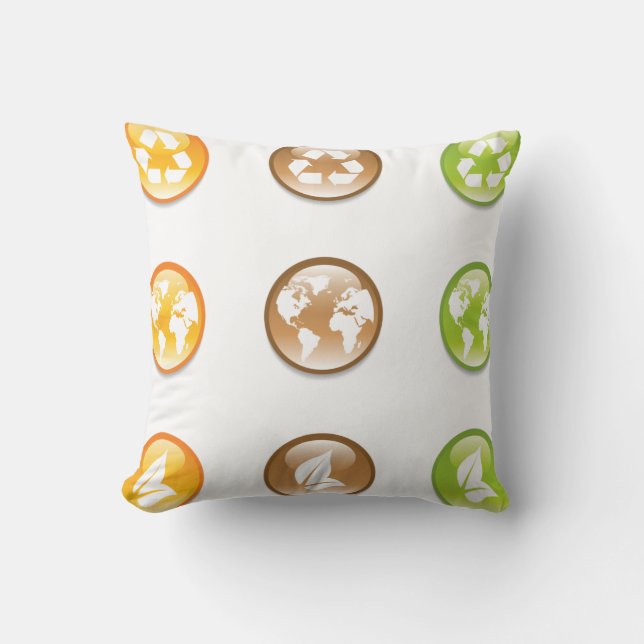 Almofada Travesseiro decorativo dos elementos do reciclagem (Frente)