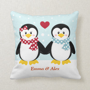 Almofada Travesseiro decorativo dos pinguins do feriado