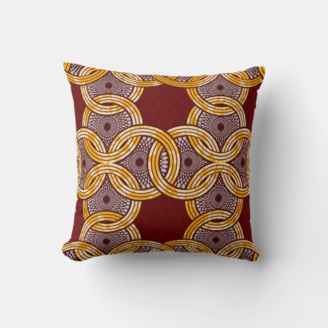 Almofada Travesseiro decorativo Dourado de Ankara Kitenge (Frente)