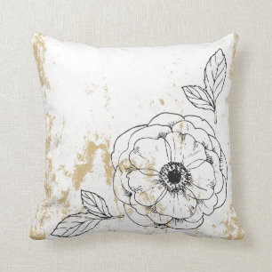 Almofada Travesseiro decorativo Dourado floral do quadro