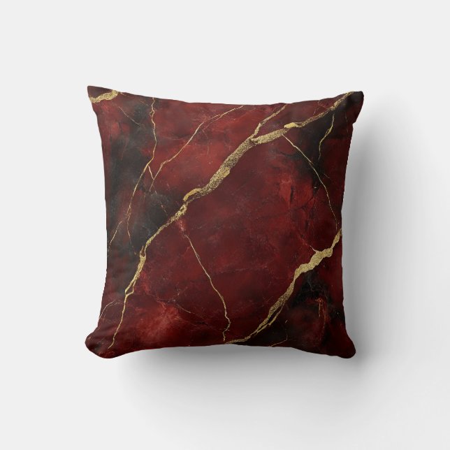 Almofada Travesseiro Decorativo Dourado Marble Burgundy Lux (Frente)