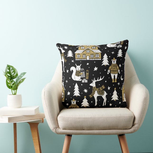 Almofada Travesseiro decorativo Dourado Natal 20x20 (Cadeira)