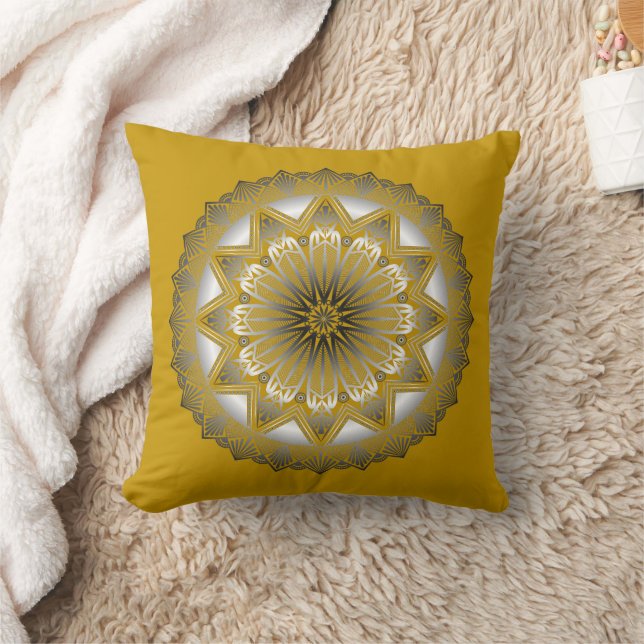Almofada Travesseiro decorativo Dourado Ramadã Mandala (Cobertor)