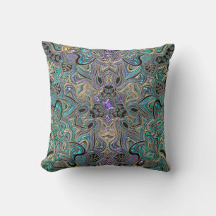 Almofada Travesseiro decorativo Dourado roxo da mandala de