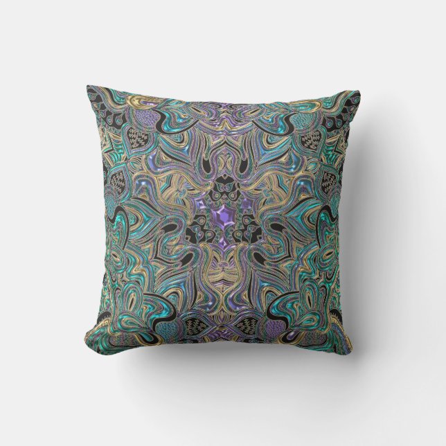 Almofada Travesseiro decorativo Dourado roxo da mandala de (Frente)