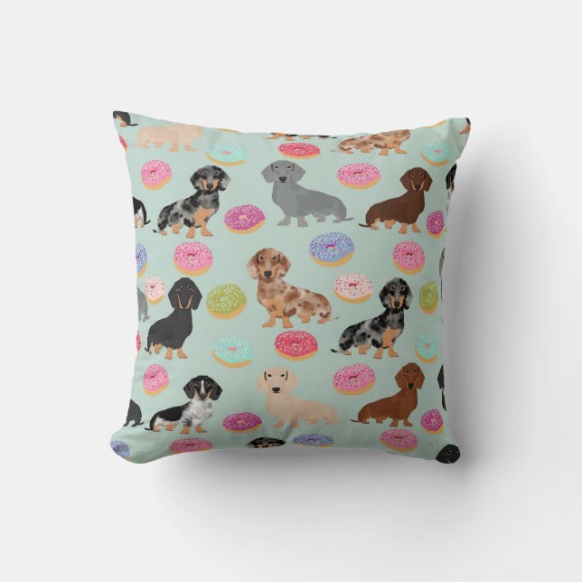 Almofada travesseiro decorativo Doxie Dachshund Rosquinha (Frente)