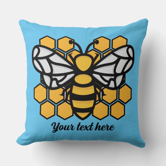 Almofada travesseiro decorativo editável de colmeia de abel (Frente)