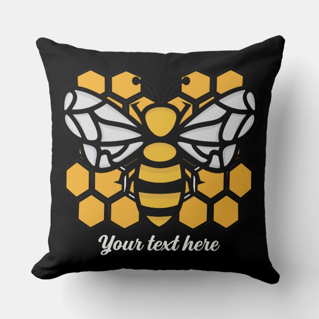 Almofada travesseiro decorativo editável de colmeia de abel (Frente)