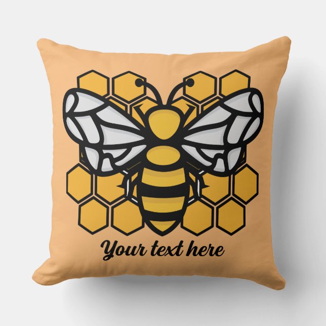 Almofada travesseiro decorativo editável de colmeia de abel (Frente)