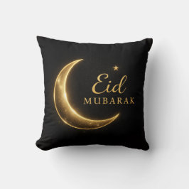 Almofada Travesseiro Decorativo Eid Mubarak Preto e Dourado