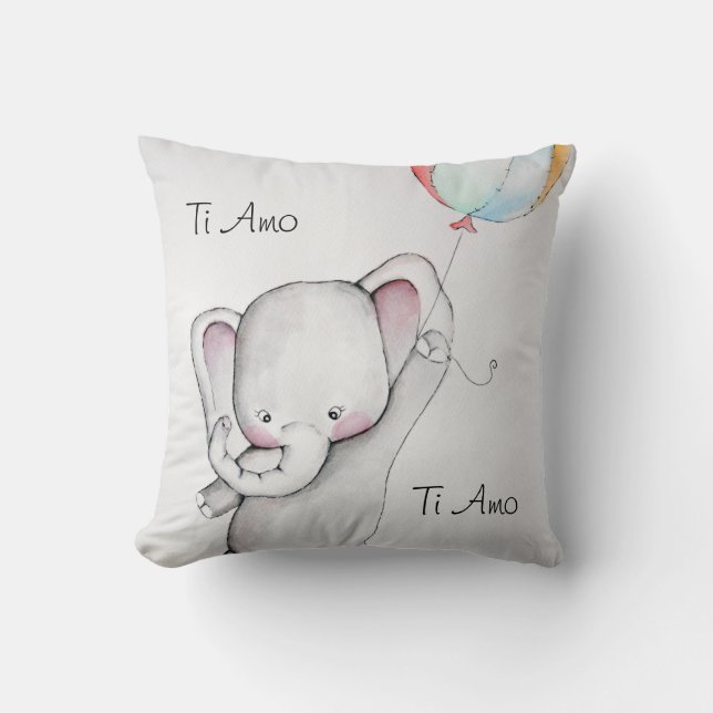 Almofada Travesseiro decorativo Elefante Para Bebê Ti Amo (Frente)